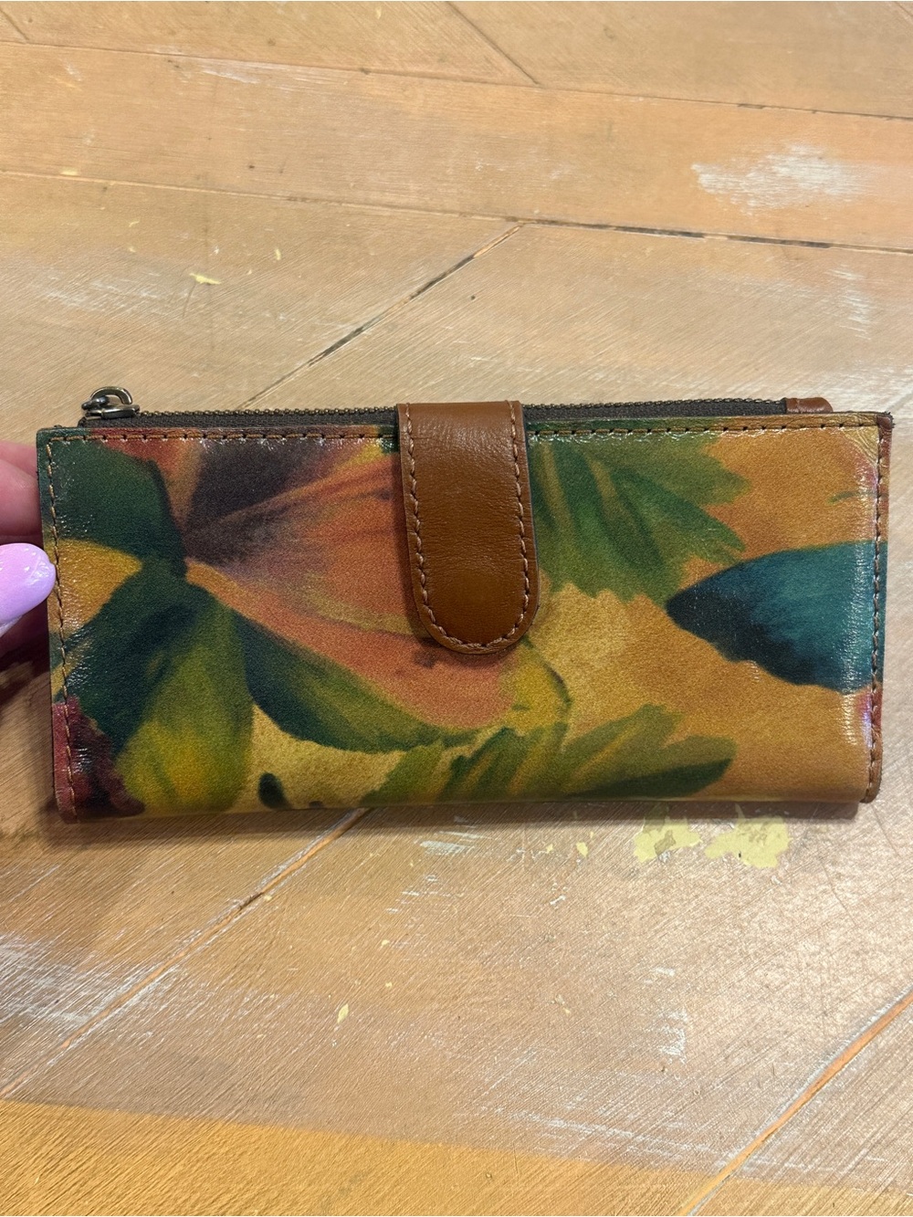 Patricia Nash Watercolor Butterfly Floral Leather Wallet 🦋🎨🤎